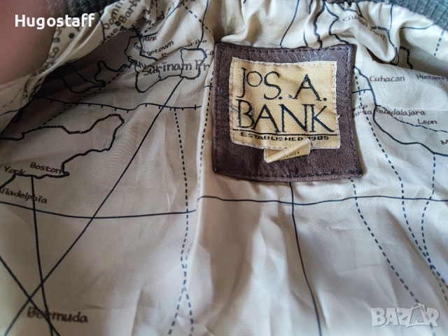 Винтидж Jos. A. Bank кожено кафяво Bomber Aviator Пилотско Хл, снимка 4 - Якета - 52152643