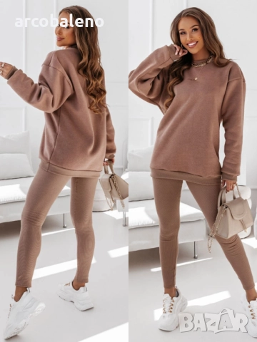 Дамски комплект суитшърт и клин с лого на Chrisa, 3цвята , снимка 2 - Комплекти - 51957143