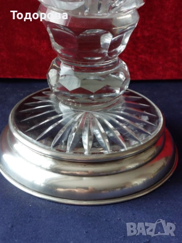 Авторски Кристални вази и кана със сребърен обков,среро 900/чаша,кана/, снимка 14 - Вази - 52017802