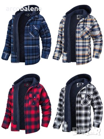 Ежедневно мъжко яке с дълъг ръкав и удебелена подплата с качулка, 4цвята 