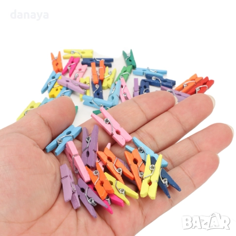 6310 Комплект декоративни мини щипки, 50 броя, снимка 2 - Ученически пособия, канцеларски материали - 52913214