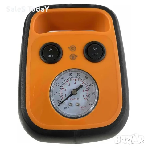 Компресор за гуми 3 в 1-манометър+ електрически компресор+ прожектор, 12V, 35 литра / мин., снимка 3 - Аксесоари и консумативи - 48010859
