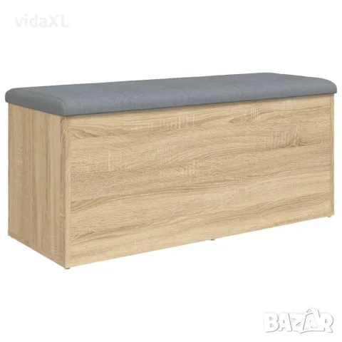 vidaXL Пейка за съхранение, дъб сонома, 102x42x45 см, инженерно дърво