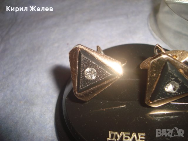 СТАРИ ПОЗЛАТЕНИ БУТОНЕЛИ - ДУБЛЕ с ФАСЕТИРАН ЦИРКОН в КУТИЙКА 18898, снимка 7 - Антикварни и старинни предмети - 37590672