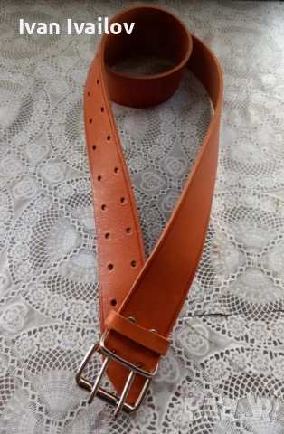 ЕКСТРА ШИРОК (5 см) Мъжки колан – Цвят Керемида – ЕСТЕСТВЕНА КОЖА, снимка 2 - Колани - 54126333