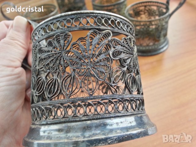 Руски стакани подстакани мнц филигран, снимка 9 - Антикварни и старинни предмети - 36680417