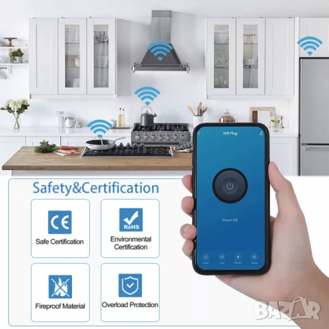 Tuya/Smart Life 20A/4кW WiFi контакт с отчет на консумираната ел.енергия, снимка 6 - Друга електроника - 36549955