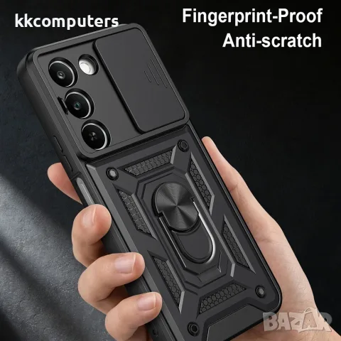 За Realme C100 5G / C83 5G Удароустойчив TPU PC Калъф с Въртяща Стойка, Плъзгащо Капаче за Камерата , снимка 12 - Калъфи, кейсове - 56184702