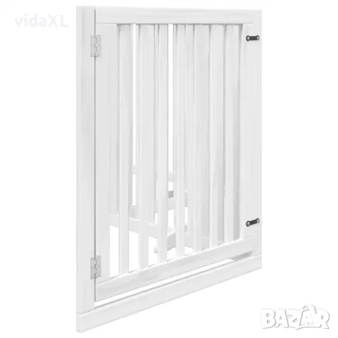 vidaXL Сгъваема преграда за кучета с врата 4 панела бял 320 см топола, снимка 5 - За кучета - 56147232