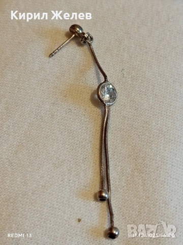 ЕФИРНА СРЕБЪРНА ОБЕЦА РОДИРАНО СРЕБРО с ИСКРЯЩ ФАСЕТИРАН ПЛАНИНСКИ КРИСТАЛ 51097, снимка 5 - Обеци - 52737487