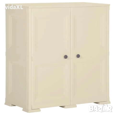 vidaXL Пластмасов шкаф, 79x43x85,5 см, дървен дизайн, ангорско бяло(SKU:340596)