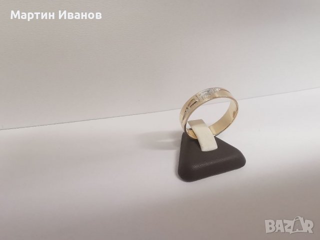 Златна халка бяло и жълто комбинация , снимка 2 - Пръстени - 36948502