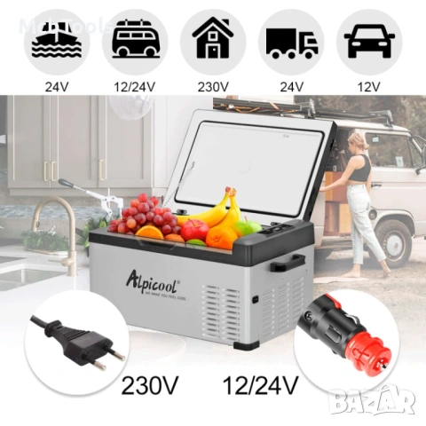 Хладилна кутия за автомобил и къмпинг Alpicool CD45 – 30 литра две отделения / 12V / 24V / 220V, снимка 11 - Аксесоари и консумативи - 53274489