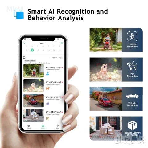 Соларна 3MP охранителна камера  Techage CQ1S Alexa към нея подарък карта памет 64 GB, снимка 2 - Камери - 47694637