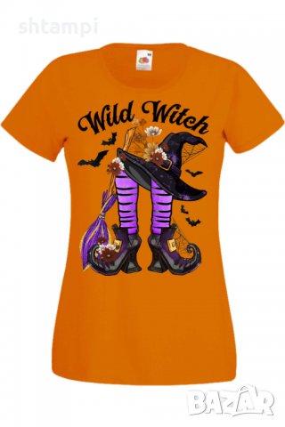 Дамска тениска Wild Witch,Halloween,Хелоуин,Празник,Забавление,Изненада,Обичаи,, снимка 7 - Тениски - 38154617