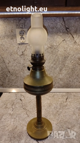 Старинна месингова газена лампа , снимка 4 - Настолни лампи - 52805832