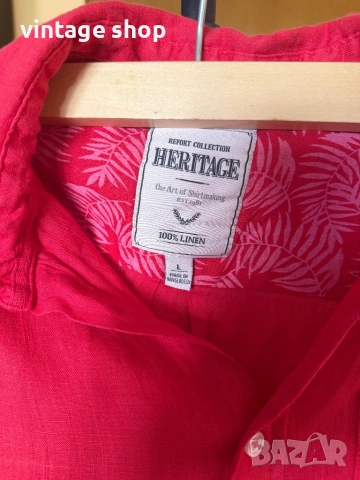 Мъжка ленена риза с къс ръкав Heritage, снимка 7 - Ризи - 54321704
