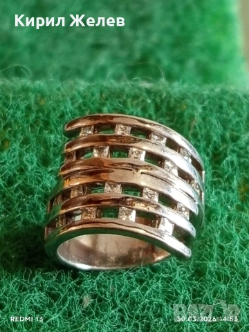 Авторски сребърен пръстен Арт бижу с инкрустирани ПЛАНИНСКИ КРИСТАЛ 54206, снимка 3 - Пръстени - 54027079