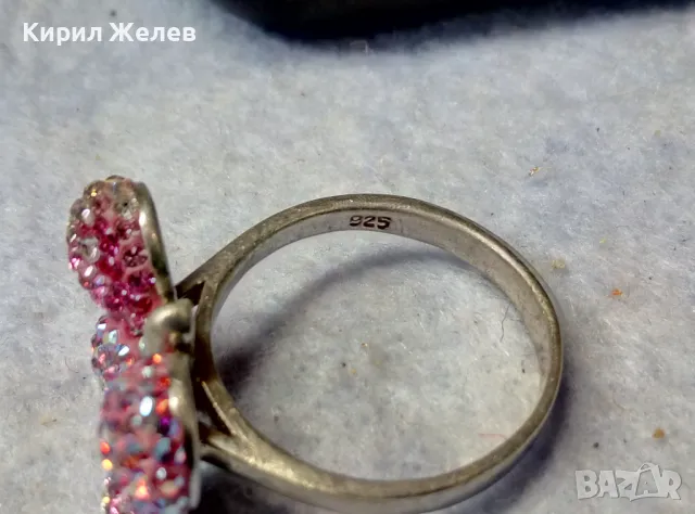СКЪПОЦЕНЕН СРЕБЪРЕН ПРЪСТЕН ПЕПЕРУДА СРЕБРО 925 с РОЗОВ ЕМАЙЛ и РАЗНОЦВЕТНИ КАМЪНИ 47981, снимка 8 - Пръстени - 50024447