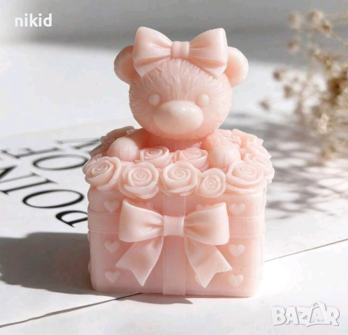 3D Мече с панделка подаръчна кутия подарък силиконов молд форма фондан шоколад смола гипс свещ, снимка 5 - Форми - 54176118