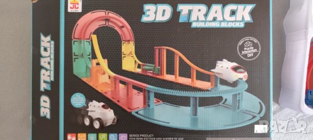 3D влакче със писта, светещо