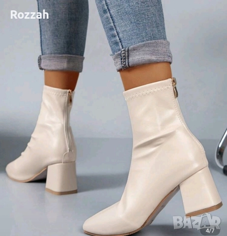 Бели ботита , снимка 2 - Дамски боти - 52958997