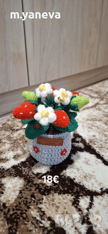 ръчно плетени цветя, снимка 3 - Изкуствени цветя - 53047041