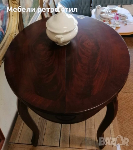 Красива дървена маса - стил и уют в едно. С изящно извити крака.  Излъчва класика и стил., снимка 4 - Маси - 52225908