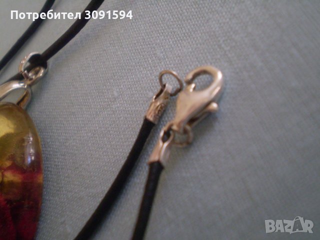 Висулка цвете с кожа и сребро 925, снимка 7 - Антикварни и старинни предмети - 36952471