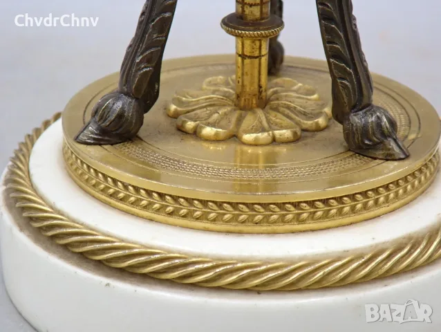 Франция 1800-те/19см-1кг/стара френска фигурална пиедестална ваза/бронз-мрамор, снимка 12 - Вази - 55845240