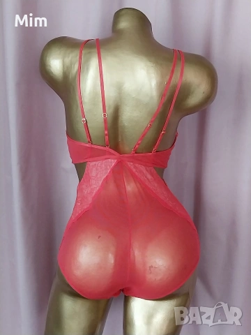 М Червено,еластично дантелено боди, снимка 6 - Бельо - 54061612