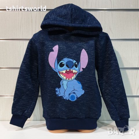 Нов детски суичър с дигитален печат Стич (Stitch) в цвят тъмносин меланж, снимка 8 - Детски анцузи и суичери - 38995831