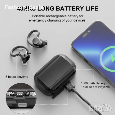 Нови Безжични слушалки Спортни с кутия за зареждане Earbuds за музика, снимка 2 - Bluetooth слушалки - 39665406