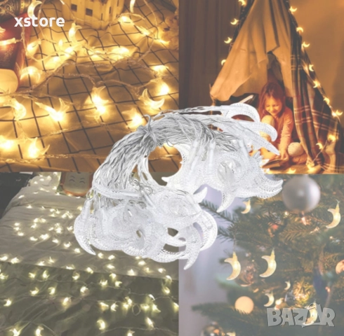 Празнични Коледни лампички с форма на лунички, снимка 7 - Декорация за дома - 52792888