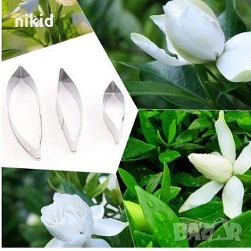 3 бр Гардения листа метални резци форми за тесто фондан резец