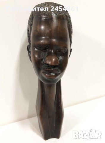 Африка, дърво, фигура, мъж, скулптура, абанос, антика, бюст, снимка 4 - Антикварни и старинни предмети - 42877621