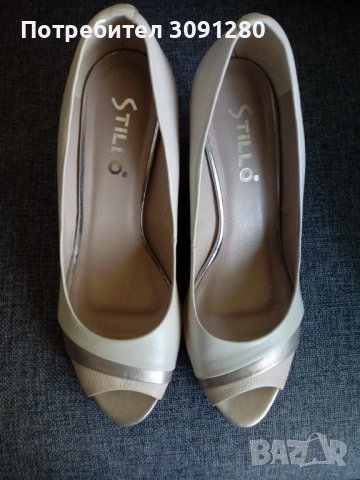 Летни обувки на ток, с отворени пръсти, естествена кожа, номер 39, снимка 1