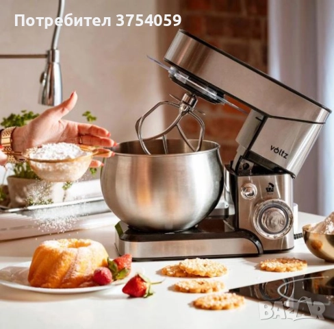Планетарен миксер Voltz V51115F – мощност 1600W и 5L купа от инокс за перфектно тесто и кремове, снимка 2 - Миксери - 52354956