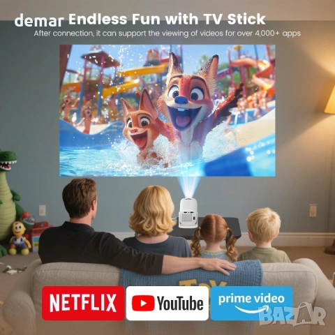 Преносим мини проектор, WIFI 6 и Bluetooth, 4K 1080P, автофокус, снимка 3 - Плейъри, домашно кино, прожектори - 54014895