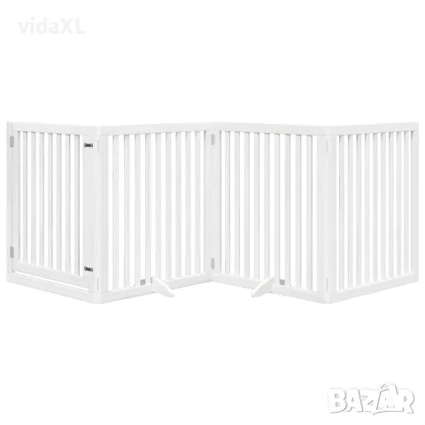 vidaXL Сгъваема преграда за кучета с врата 4 панела бял 320 см топола, снимка 3 - За кучета - 56147232
