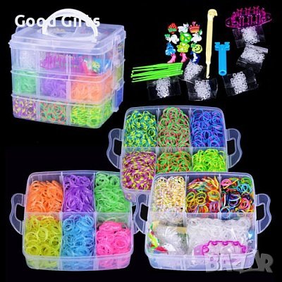 Куфарче на 3 етажа с 4500бр ластичета и пособия за плетене.