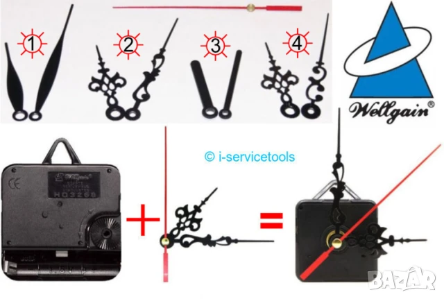 Оригинал WELLGAIN Кварцов Аналогов ЧАСОВНИК K-т Механизми с Халки 3 Стрелки Стенни за Батерии БАРТЕР, снимка 2 - Стенни часовници - 50775555