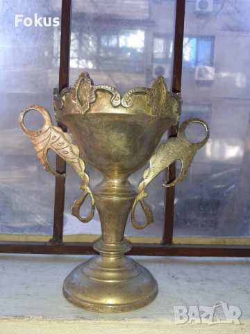 Стар посребрен бокал, потир, купа, чаша, снимка 2 - Антикварни и старинни предмети - 53287258