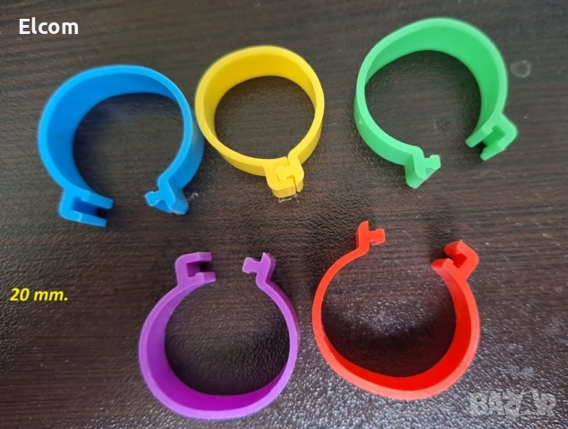 Пръстени за гълъби, пъдпъдъци, кокошки и др. - 8 мм., 10 мм., 20 мм., щракалки, снимка 5 - За птици - 51681484