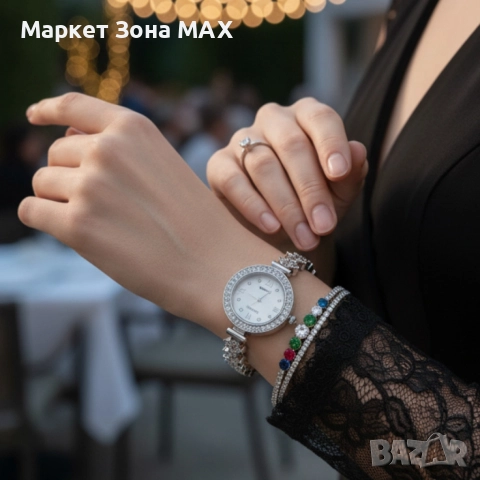 Дамски комплект часовник с гривна – елегантен подарък в луксозна кутия, снимка 3 - Дамски - 52931630