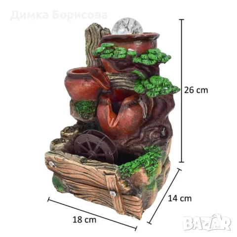 Декоративен фонтан „Фън Шуй“ с LED светлини и потопяема помпа, снимка 1