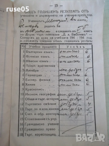 Ученическа книжка 1941 / 1942 година, снимка 5 - Колекции - 53939631