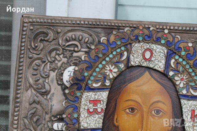 Руска икона-темпера/емайл посребърен обков, снимка 4 - Антикварни и старинни предмети - 35134909