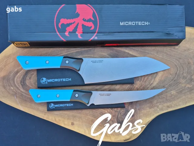 Нож с фиксирано острие Microtech Santoku 3100B/3200B ,Bohler M390 фултанг, снимка 5 - Ножове - 56209525
