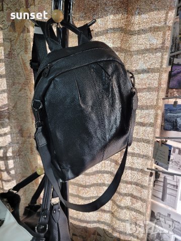  черна раница+ чанта ЕСТЕСТВЕНА кожа , снимка 11 - Раници - 44493963
